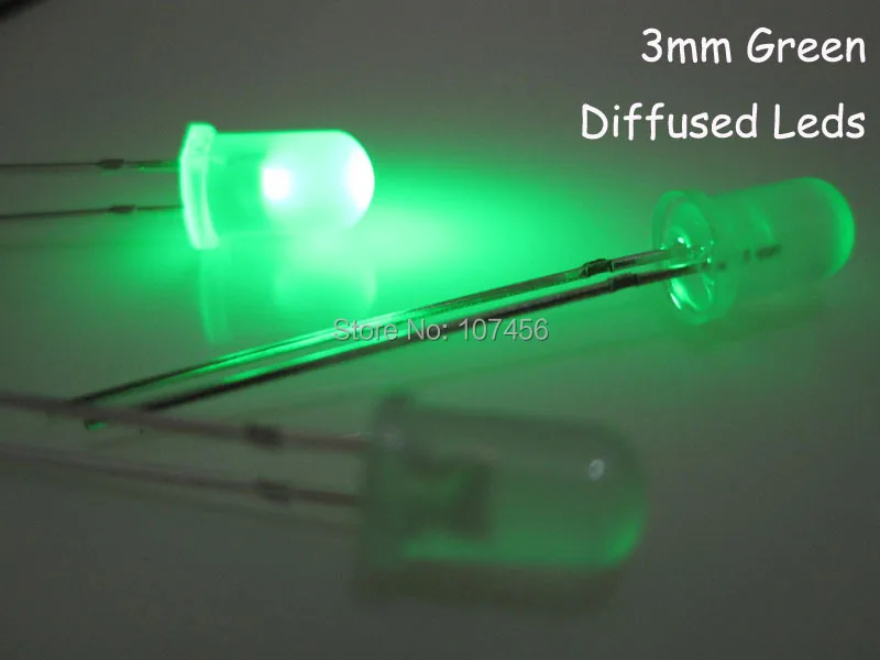 15000pcs 3mm green Ultra Bright Diffused green LED Lamps 3mm milky