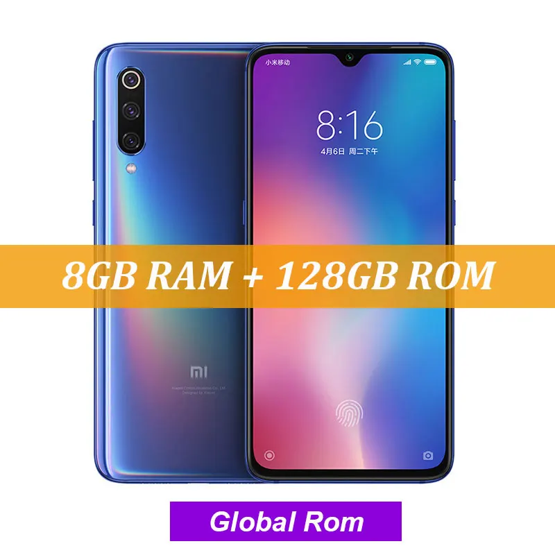 Глобальный Встроенная память Сяо mi 9 mi 9 8 GB 128 GB Snapdragon 855 Octa Core 6,3" FHD+ AMOLED отпечатков пальцев Смартфон 48MP Трехместный камеры - Цвет: 8G 128G Blue