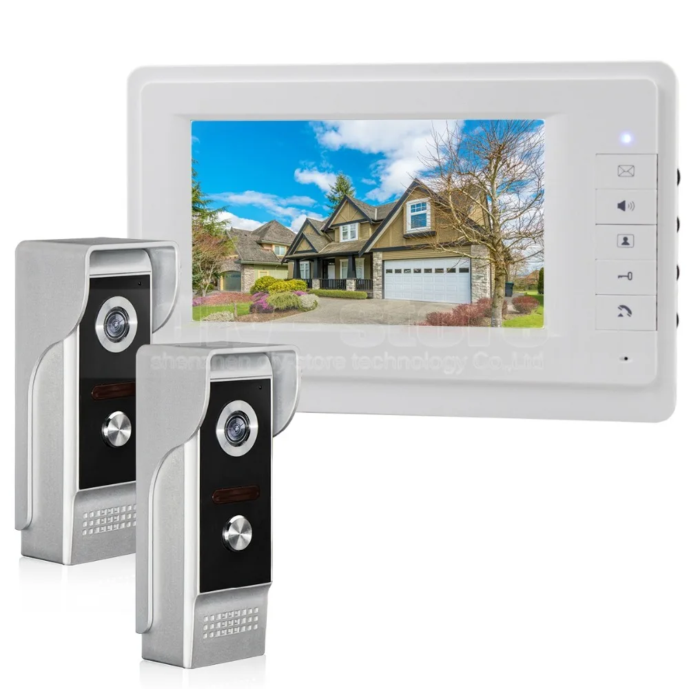 DIYSECUR 7 inch TFT Color LCD Display Video Door Phone Video Intercom Doorbell 700TVLine HD IR Night Vision Camera 2V1
