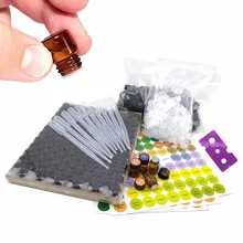 144pcs Empty 1/4 dram 1ml Small Amber Glass Essential Oil Bottles Sample Vials with orifice reducer black cap lid labels DIY kit