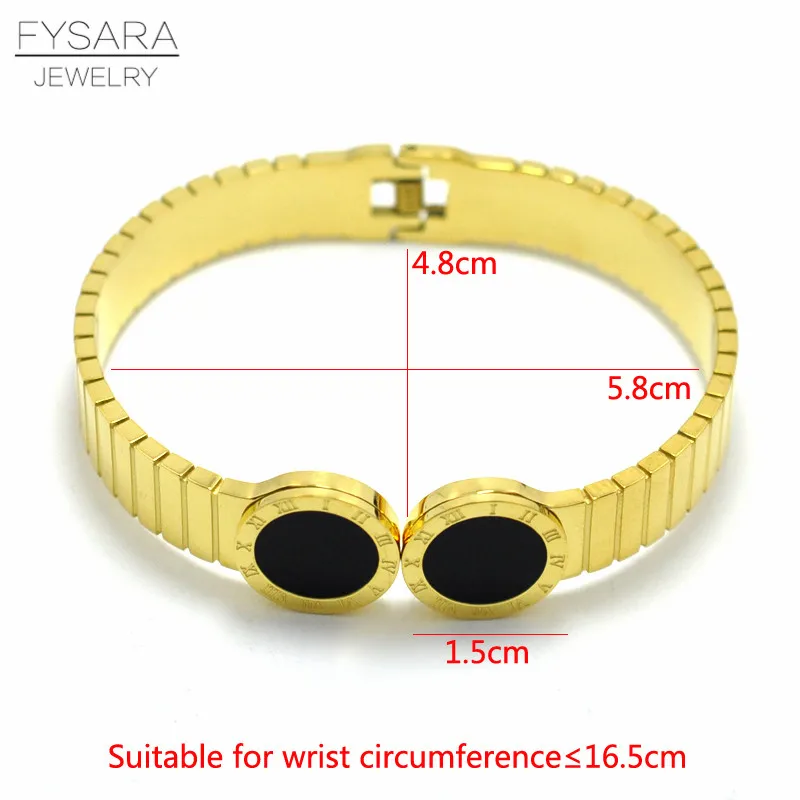 FYSARA роскошный бренд ширина пряжки для ремня круглые черные манжеты браслеты ювелирные изделия из нержавеющей стали римские цифры манжеты браслеты для мужчин и женщин