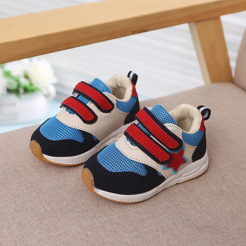 

European new brand shoes for baby Hook*Loop sport breathable sneakers for girls boys elegant big stars baby toddlers footwear
