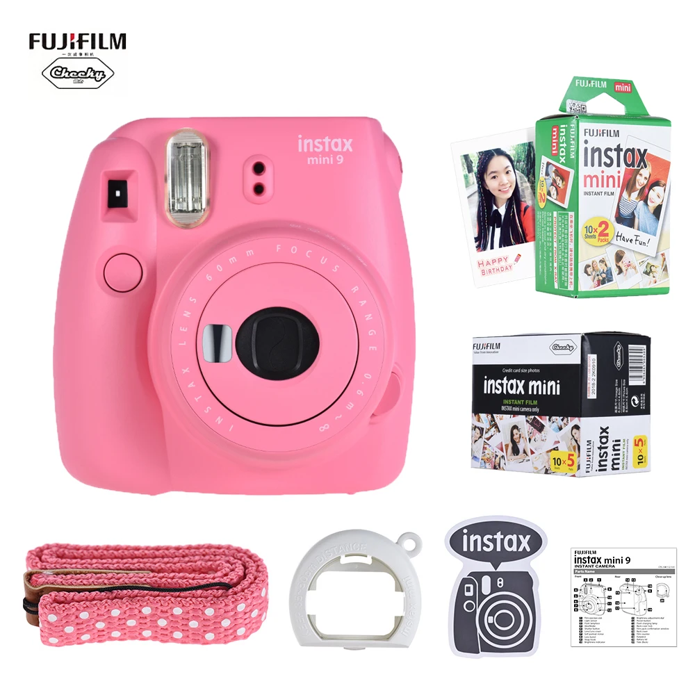 

Fujifilm Instax Mini 9 Camera Instant Camera Film Cam with Selfie Mirror + 20 or 50 Sheets White Film Photo Paper