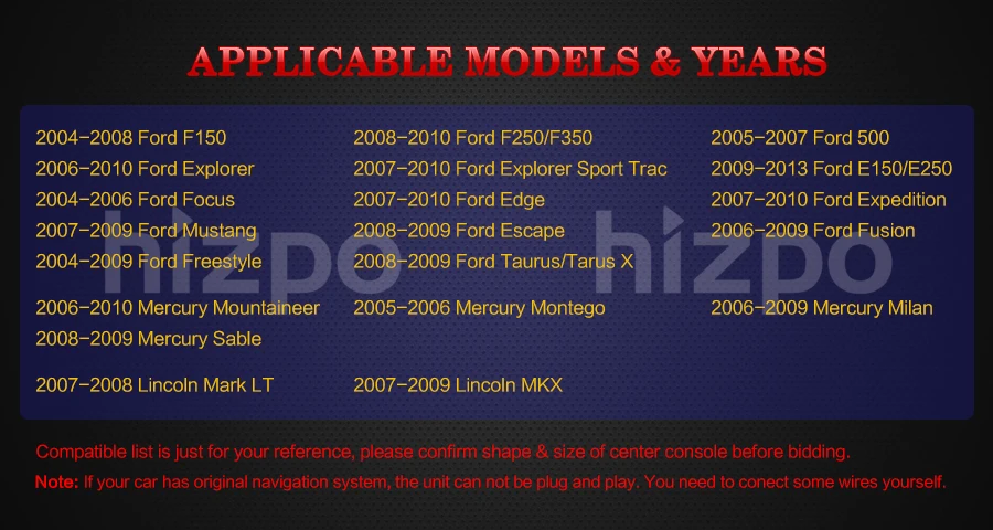 Top for Ford F150 F-150 F250 F-250 F350 F-350 F450 F-450 F550 F-550 In Dash GPS Navigation Double 2 Din Head Unit DVD Car Player CAM 2