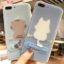 

BONVAN Heat Dissipate Case For iPhone x 7 8 plus Kickstand Ultra-Thin Silicone Cartoon Stand Cover For iPhone 6 6s 7 Phone Case