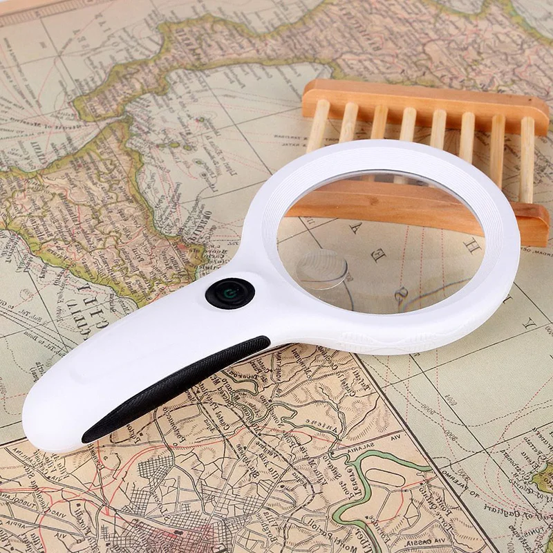 8LED Skid proof 10X Hand held Magnifier Magnifying Glass with Money