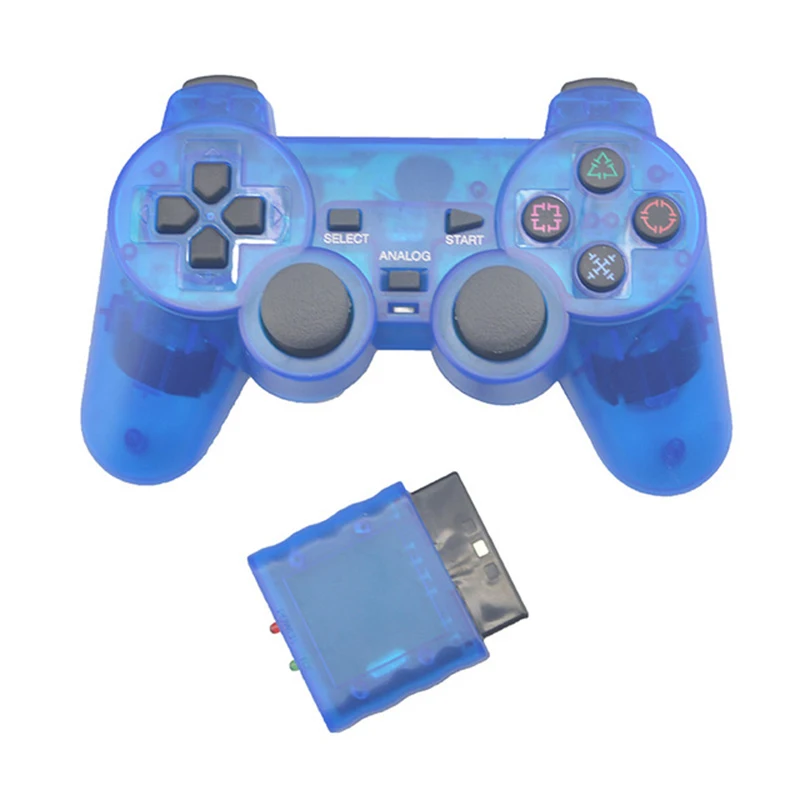 Прозрачный цветной контроллер для sony PS2, беспроводной Bluetooth контроллер 2,4G, контроллер вибрации, геймпад для Playstation 2