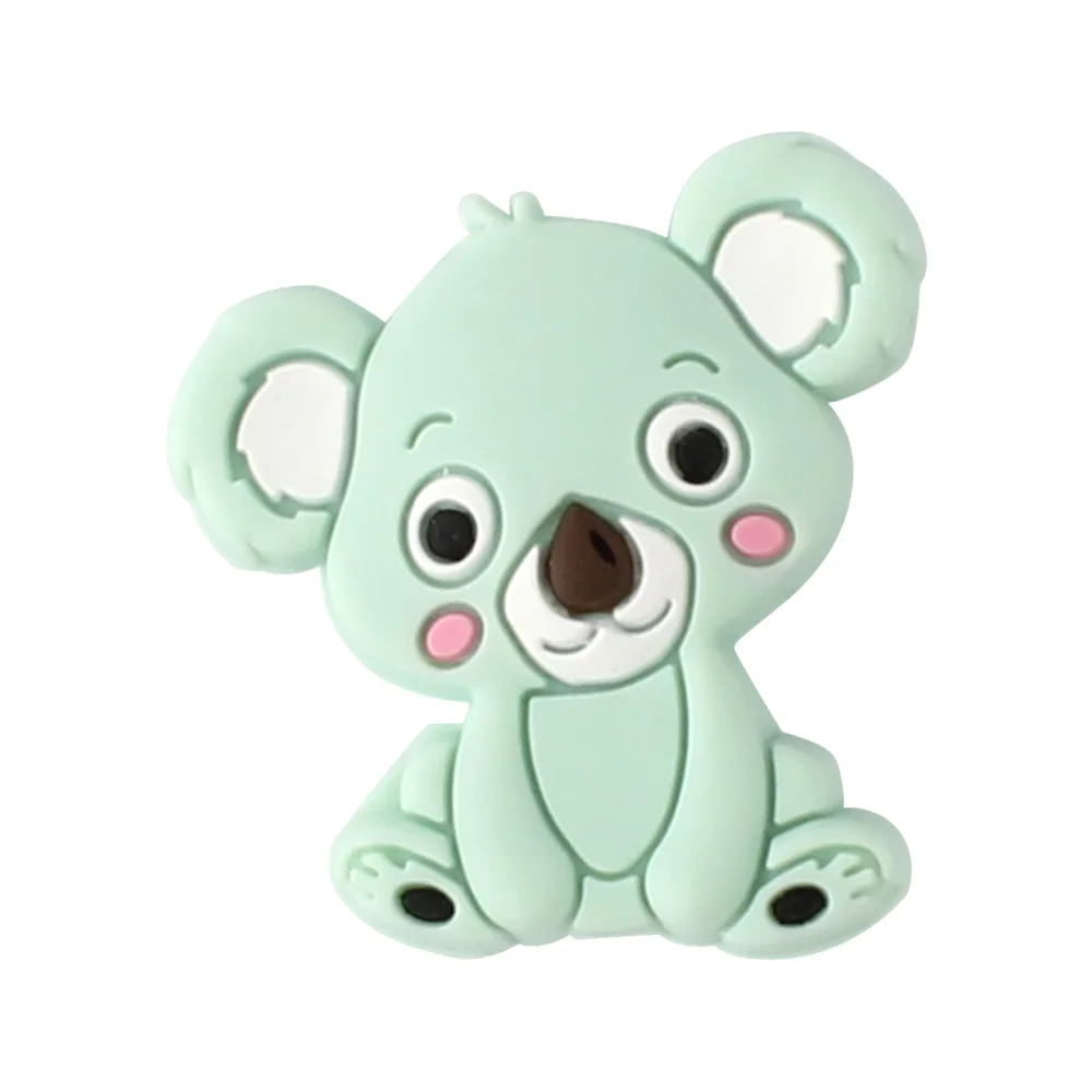 KEEP& GROW 6 шт., силиконовые бусины коала для пищевых продуктов, сделай сам, животный детский прорезыватель, бусина для прорезывания зубов, детские товары, силиконовая подвеска, детская игрушка для прорезывания зубов - Цвет: Mint Green