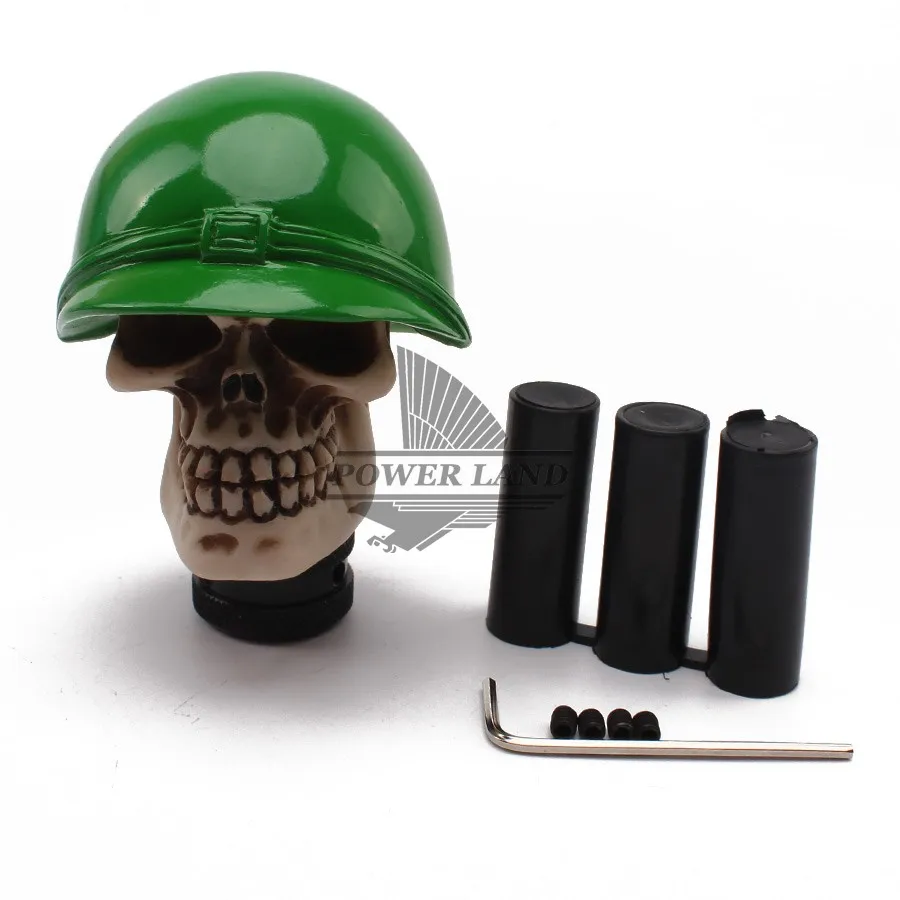 1set Green Hat Skull Head Style Car Gear Knob Handles Gear Shift Knob
