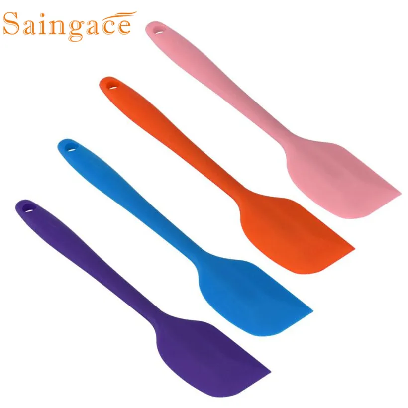  Saingace 4PCS Eco-Friendly Heat Resistant Flexible Silicone Spatulas Cake Spatula Scraping Baking S