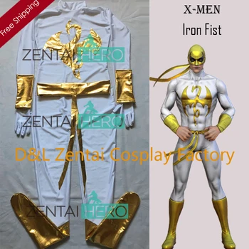 

Free Shipping DHL Ultimate X-men Iron Fist Costume Superhero Zentai Cosplay White Lycra Spandex Halloween Costumes SP1242
