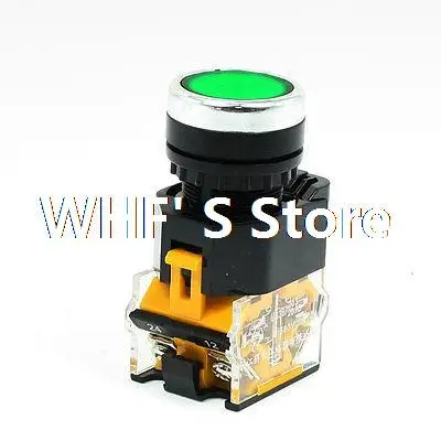 

AC 380V 10A 1NO 1NC 4 Terminals Green Momentary Push Button Switch LA38-11