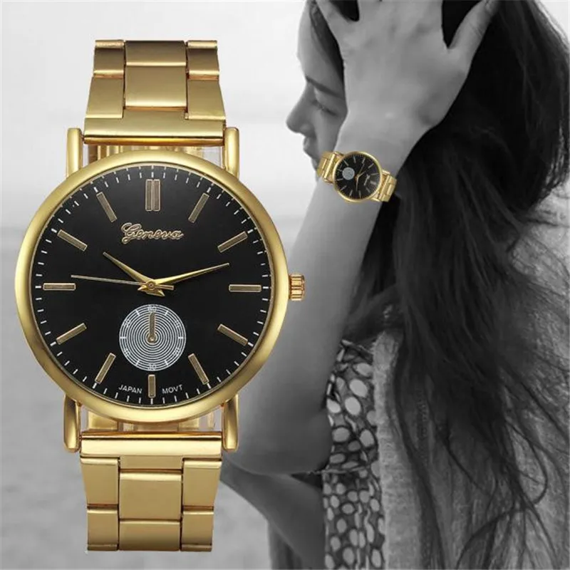 

2017 Fashion Women Watches Gold Stainless Steel Band Analog Quartz Wrist Watch Ladies Casual Watch Clock Montre Femme