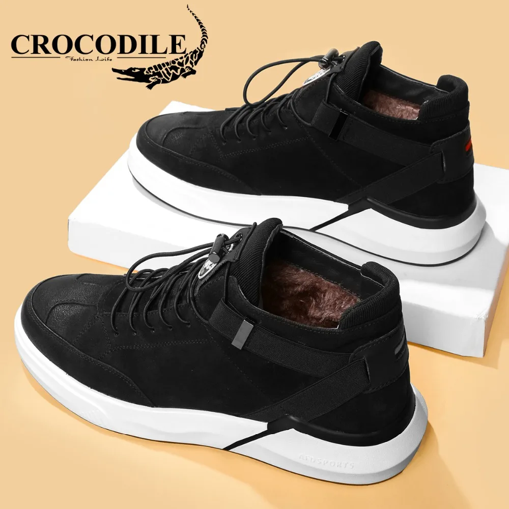 تمساح الشتاء الرجال التزلج حذاء رياضة الرجال المخملية حقيقية أحذية جلدية رياضية الرياضة أحذية تزلج للرجال offBlack