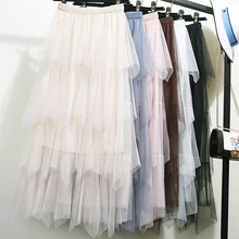 Летние новые сетчатые женские юбки с оборками элегантные белые розовые юбки наивысшего качества