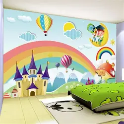 Обои на заказ, 3d фотообои, радуга, замок, мультфильм, гостиная, фотообои для детской комнаты, обои на стену, papel de parede