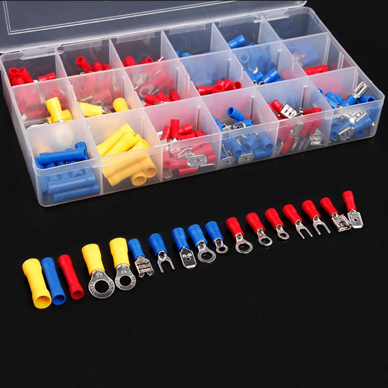 

300Pcs Assorted Insulated Electrical Wire Terminals Crimp Connectors Spade Set