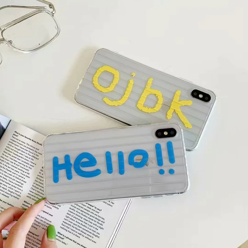 

Lovely Graffiti Letter Soft TPU Case For iPhone 7 8 Plus XS Max XR 6 6s Luggage Suitcase Cartoon Cases Shock Silicon Back Cover