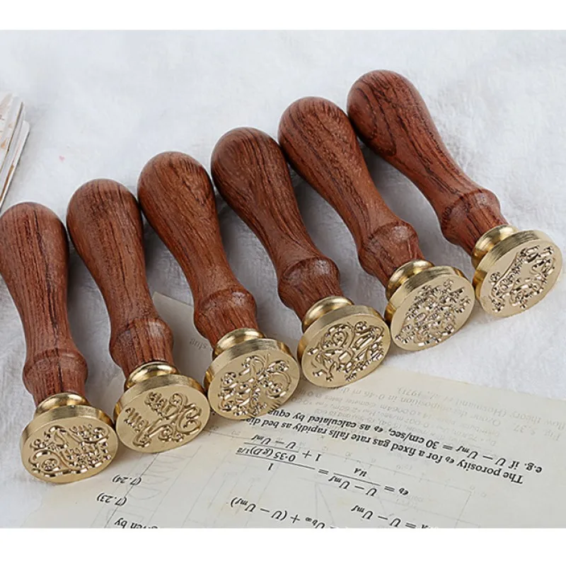

6patterns vintage wax seal stamp alphabet wish blessing words wood handle envelope sealing DIY decoration