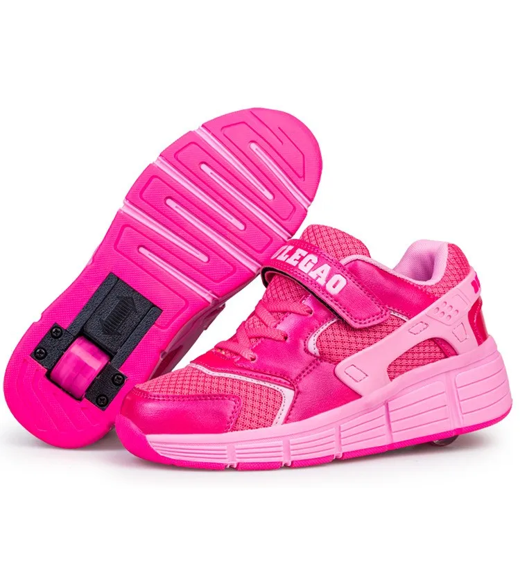 

Ultra-light  Children Boy Girls Automatic Invisible Button Skate Roller Shoes Kids Sneakers With Wheels