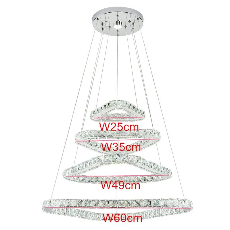 Скандинавский светодиодный светильник-Хрустальная люстра, современный треугольный дизайн, люстра, Потолочный подвесной светильник, люстры, светильник, Декор - Цвет абажура: 4Laps W60x49x35x25cm