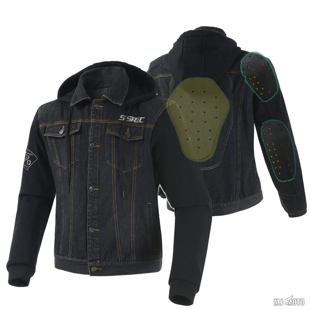 SSPEC Мужская джинсовая мотоциклетная куртка для внедорожных гонок, толстовки для мотокросса, защитное снаряжение, модный Повседневный свитер, куртка