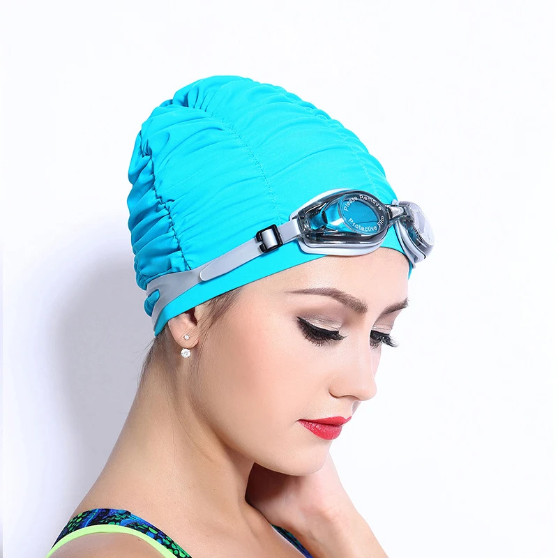 

2017 New Low-cost Swimming Cap PU Leather Protect The Ear Long Hair Men and Women Common Swimming Caps