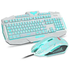 Wired Backlight Keyboard and Mouse Set Combo 2400DPI USB Emitting Multimedia Waterproof Game gamer for Laptop Computer Desktop