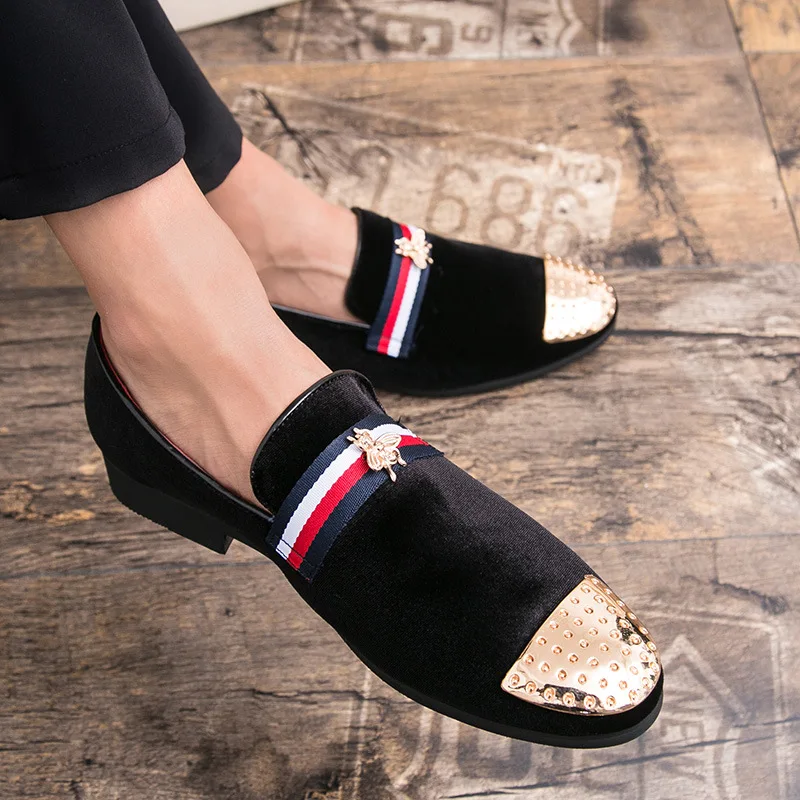 Negócios Preto Moda Plana Dos Casuais Itália Loafer Casamento Metal De Festa Size Decoração Design 47 Couro vermelho Sapatos Homens Mocassins Plus HH4vO