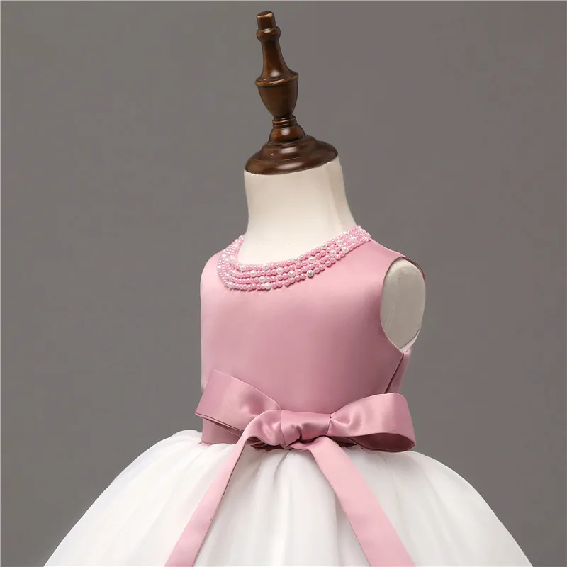 Летнее платье маленькой принцессы для маленьких девочек; vestido infantil; 1 T; платье для первого дня рождения; розовое платье для маленьких девочек; платья одежда на крестины