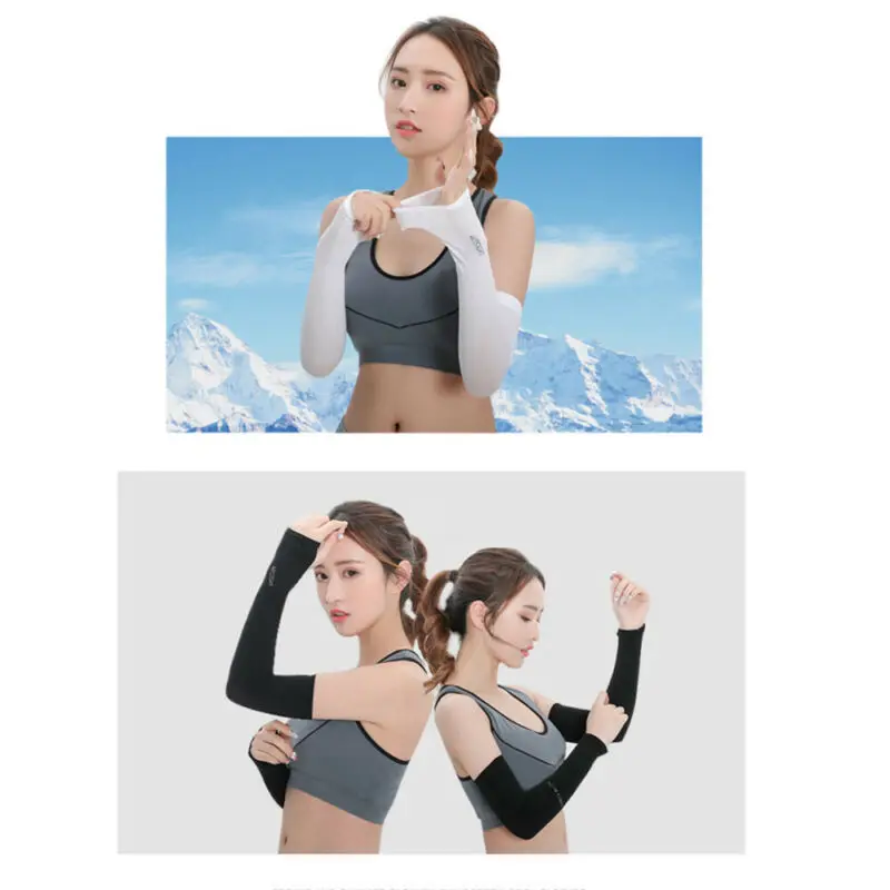 Crazy Sale DRL 1 Pair Cooling Arm Sleeves Cover UV Sun Protection Basketball Sports Running Stretch Holiday Summer Autumn Sun Block Arm Sleeves 