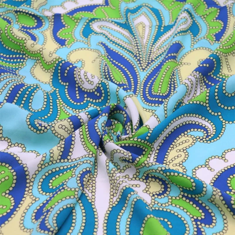 

150*100cm green pearl geometric ramie chiffon fabric fashion ramie elastic impervious shirt dress dress fabric