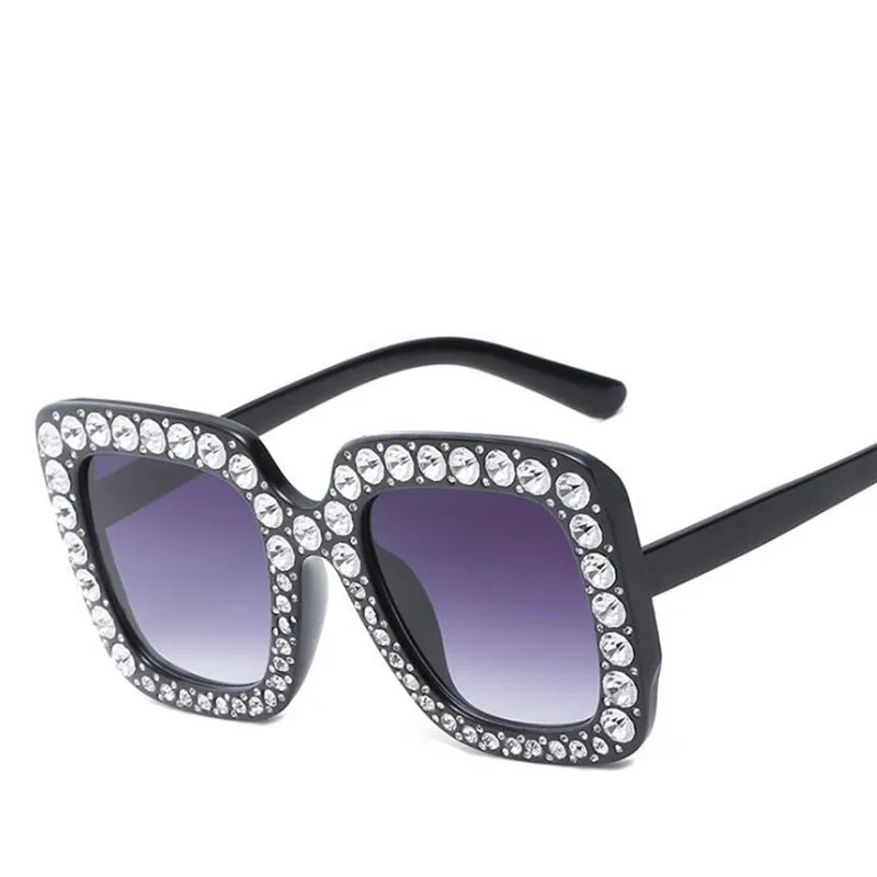 Женские розовые солнцезащитные очки с бриллиантами и кристаллами для женщин, большая оправа, квадратные очки, итальянский бренд, дизайнерские очки, оттенки