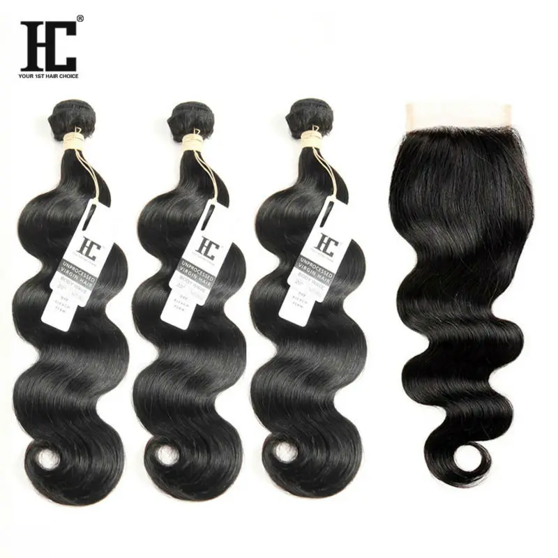 8A Mink Brazilian Virgin Hair With Closure Body Wave 3 Bundles With Closure Human Hair Bundles With Closure Brazilian Body Wave