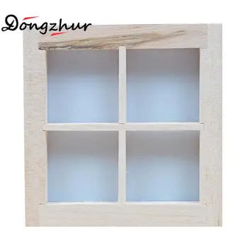 

Dongzhur Dollhouse Miniatures 1:12 Accessories Furniture Mini Window Model 4 Grid Wooden Windows DIY Wooden Doll House Kit Toy
