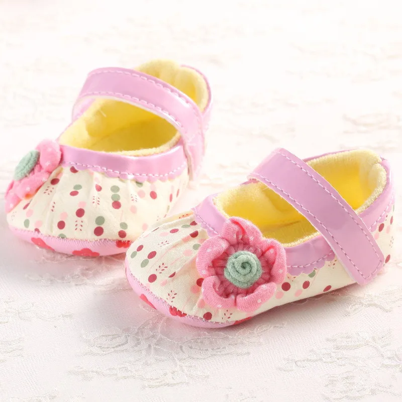 Pink Flower Baby Girl Dress Shoes Toddler Infant Soft Soled Antislip