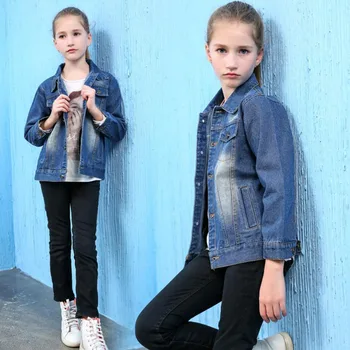 

3-13Years Girls Denim Jackets Coats 2020 Autumn Fashion Children Outwear Coat Little Girl Design Girls Kids Jeans Jacket