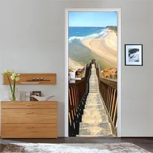 Горячая Пляжная Лестница дверь наклейка на стену s DIY фреска спальня домашний декор плакат ПВХ водонепроницаемый стикер двери 77x200 см