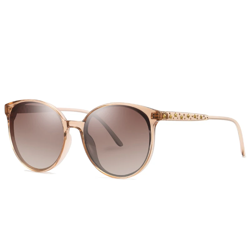 Kanastal овальные поляризационные солнцезащитные очки винтажные линзы звезда заклепки ноги высокого качества солнцезащитные женские очки оculos de sol UV400 - Цвет линз: Brown Brown
