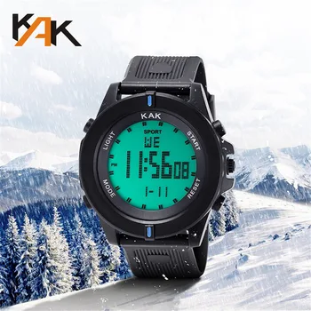 

KAK Fashion And Simple Digital Watch Outdoor Sport Round Large dial Men's Watches Waterproof LED Clock Electronic Watch XB40