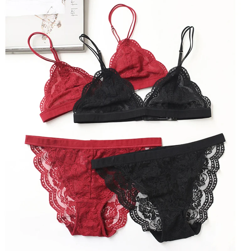 HIBUBBLE Elegant Lace Bra & Brief Sets Wireless Thin Bralette Panties Set Soft Comfortable Underwear Women Sexy Lingerie Bra Set HIBUBBLE Elegant Lace Bra & Brief Sets Wireless Thin Bralette Panties Set Soft Comfortable Underwear Women Sexy Lingerie Bra Set