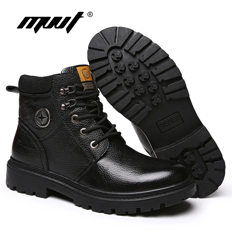 Najtaniej MVVT buty z prawdziwej skóry męskie buty zimowe wodoodporne bezpieczeństwo pracy książki śnieżne męskie buty wojskowe męskie buty zimowe