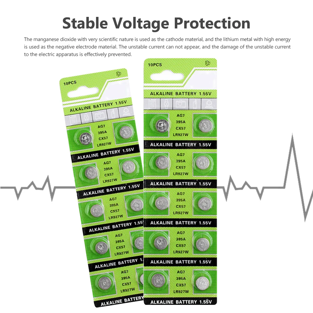 20x AG7 1,55 вольт сотового щелочные батареи LR927 SR57 SR57L SR927 LR927W S28 SP395 SR927SW SR927W TR927W V395 монетница на кнопке