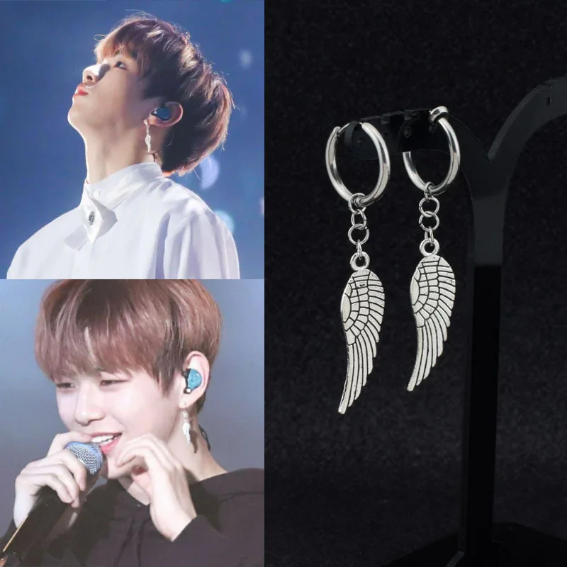 KPOP Bangtan Boys Album BTS JIMIN angel Wings Wing Stud Earrings Korean