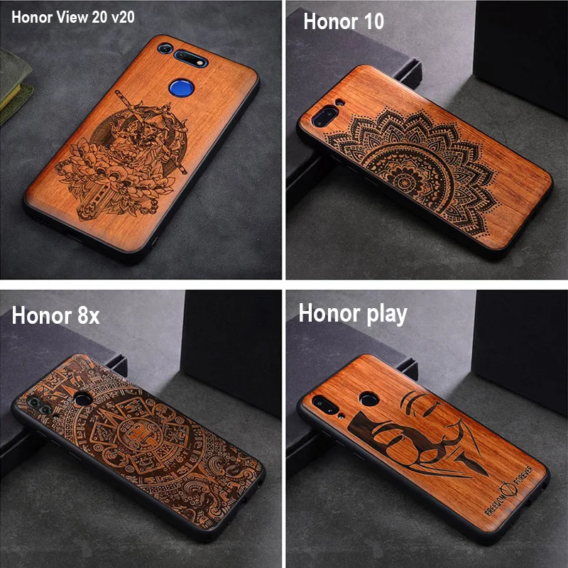 BOOGIC Оригинальный Деревянный чехол для телефона Huawei Honor View 20 V10 дерево + ТПУ 9x 8x Play Pro