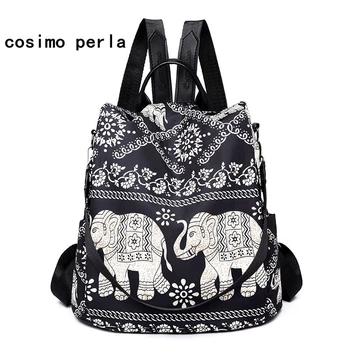 

Elephant Prints Nylon Backpacks Women Multifuction Bagpack Casual Anti Theft Backpack for Teenage Girls Schoolbag 2020 Sac a dos