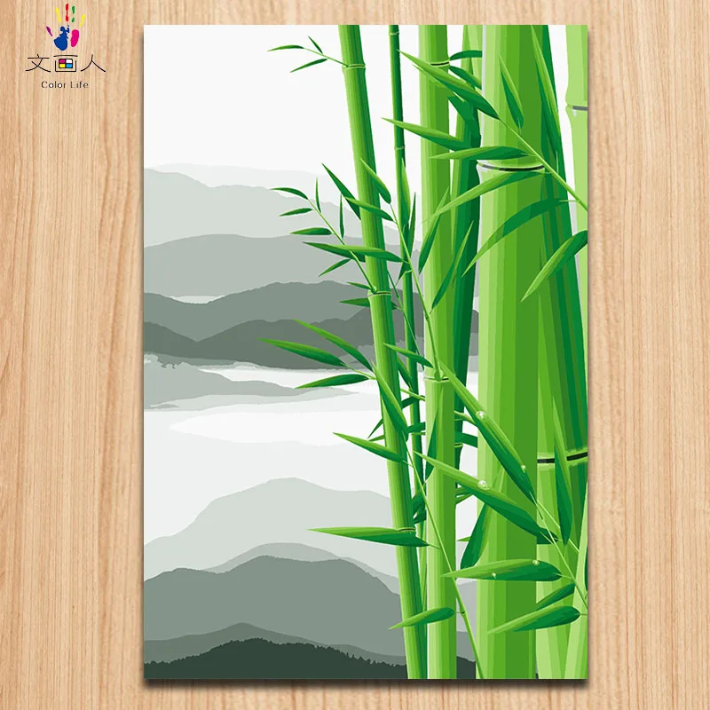 

Chinese style bamboo in the cloud DIY oil painting by numbers on canvas coloring drawing paint by numbers for living room decor