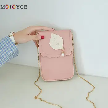 

Fashion Teenage PU Leather Shoulder Bags Pearl Leaf Crossbody Bag for Women Bolsa Feminina