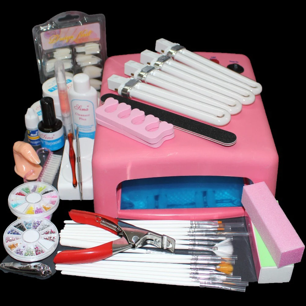 

ATT-81 Pro 36W UV GEL Curing Bulb Lamp 15 Brush Pen File Nail Art ToolS Kits,nail art uv gel kit at free shipping