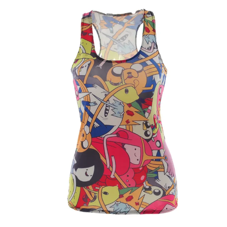 

Women Digital Printed Colorful Adventure time Sleeveless T Shirt Vest Tank Tops Summer